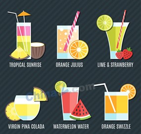 创意夏季果汁设计矢量素材